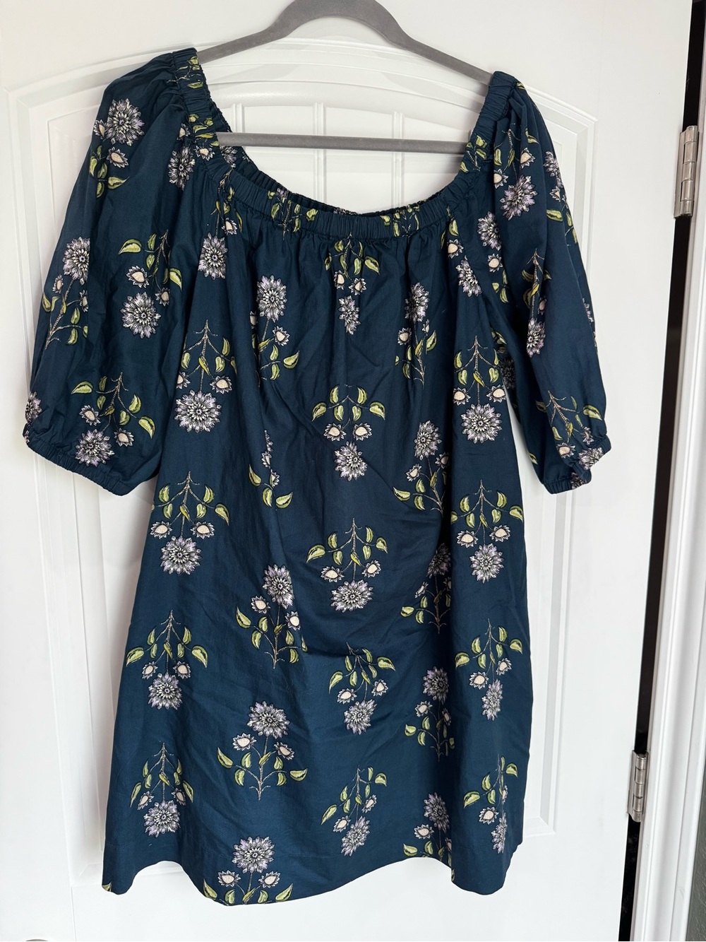 Old Navy Floral Off Shoulder Mini Dress Blue Boho Peasant Large